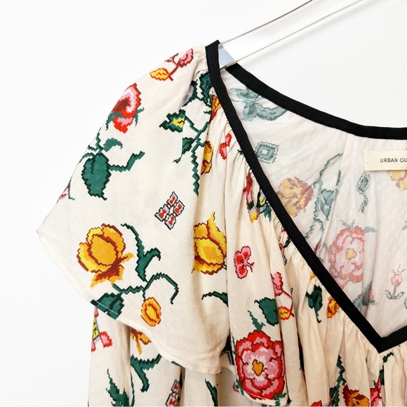 Urban Outfitters | Romantic Floral Print Ruffle Blouse - Picture 3 of 7
